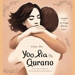 Create a book cover featuring a woman hugging herself