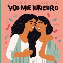 A book cover featuring two women with the same face embracing each other