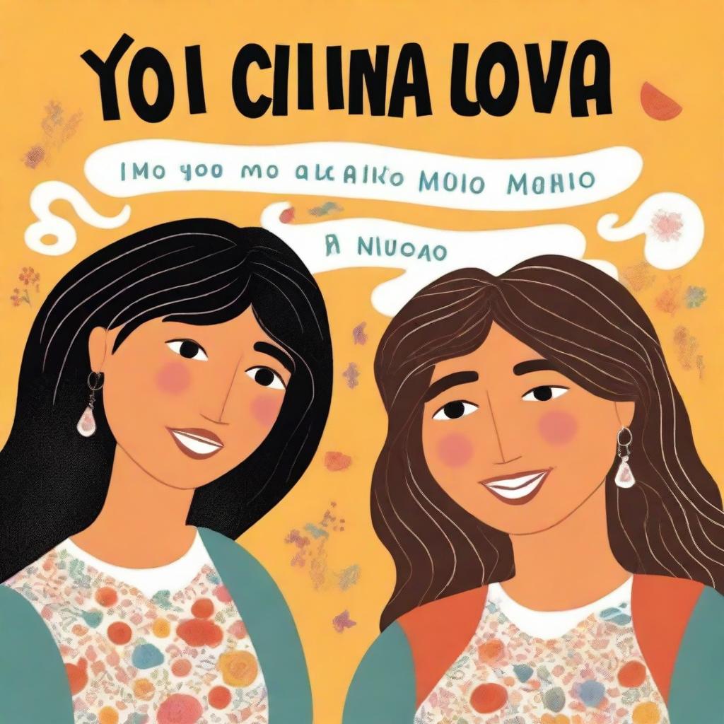 A book cover featuring two women with the same face embracing each other