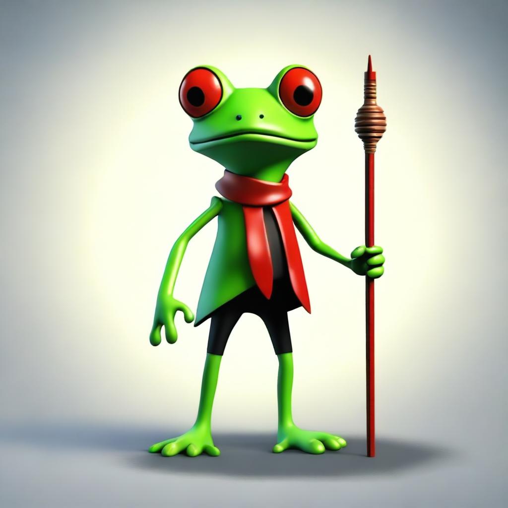 Create an image of a small frog person with red skin