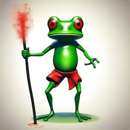 Create an image of a small frog person with red skin