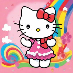 Create an image of Hello Kitty, the iconic character with a red bow on her left ear