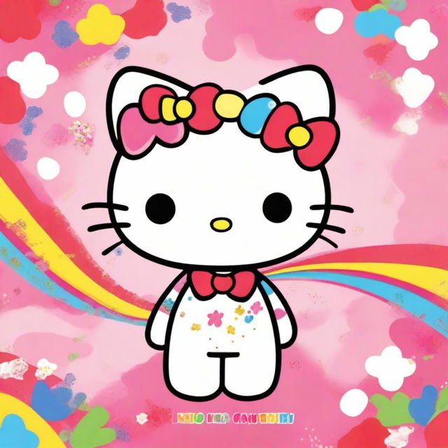 Create an image of Hello Kitty, the iconic character with a red bow on her left ear