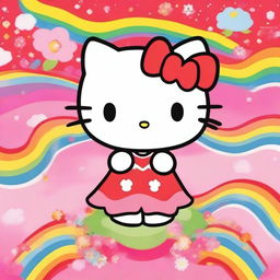 Create an image of Hello Kitty, the iconic character with a red bow on her left ear