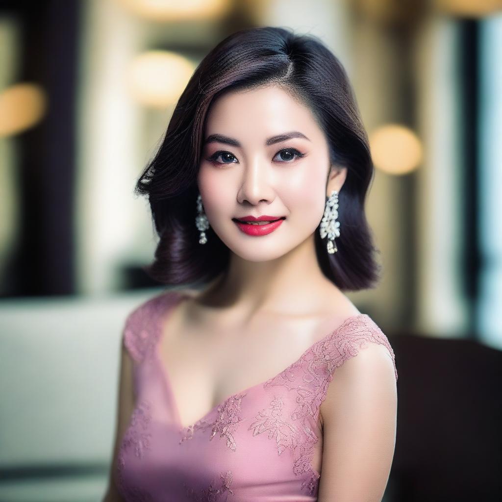 A beautiful Asian woman posing elegantly