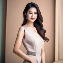 A beautiful Asian woman posing elegantly