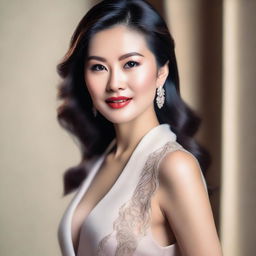 A beautiful Asian woman posing elegantly