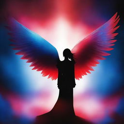 Create a book cover featuring the silhouette of a female angel facing away