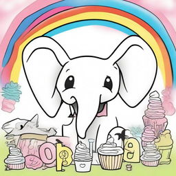 Create a colorful, cute cover for a coloring book titled '200 Cute & Simple Epic Coloring Collection