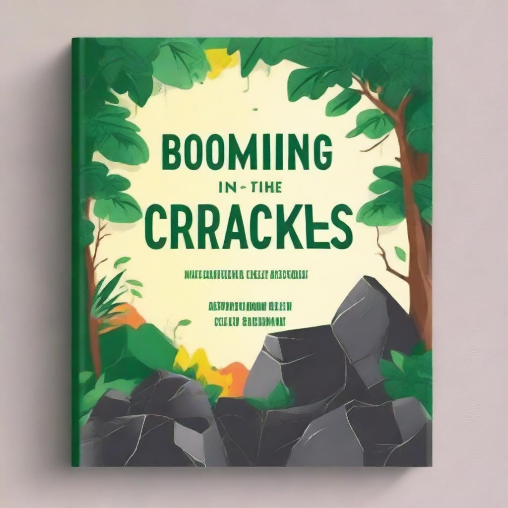 Design a book cover titled 'Booming In The Cracks: Reframing challenges for unstoppable progress' by Asaare A