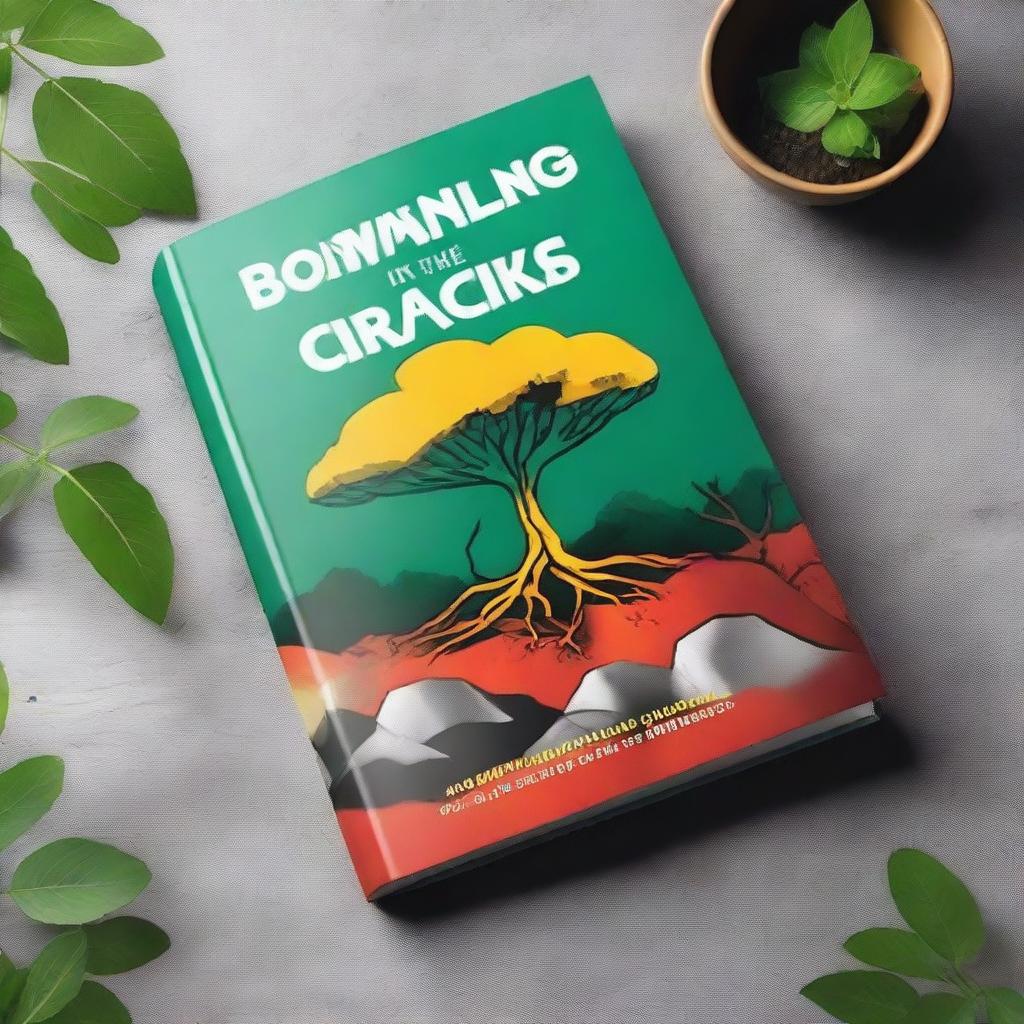 Design a book cover titled 'Booming In The Cracks: Reframing challenges for unstoppable progress' by Asaare A