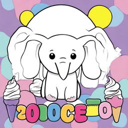 Create a colorful, cute cover for a coloring book titled '200 Cute & Simple Epic Coloring Collection