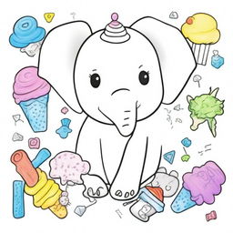 Create a colorful, cute cover for a coloring book titled '200 Cute & Simple Epic Coloring Collection