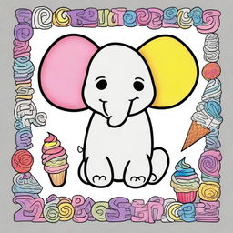 Create a colorful, cute cover for a coloring book titled '200 Cute & Simple Epic Coloring Collection