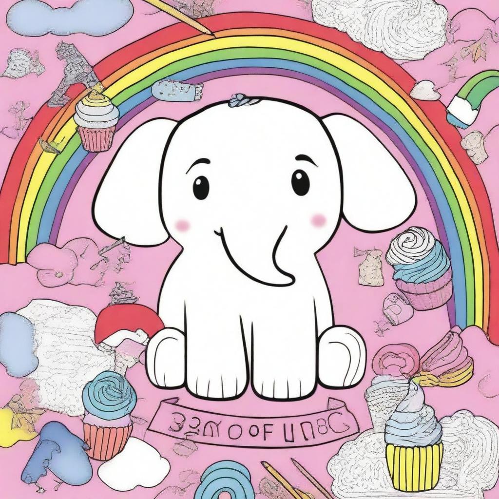 Create a colorful, cute cover for a coloring book titled '200 Cute & Simple Epic Coloring Collection