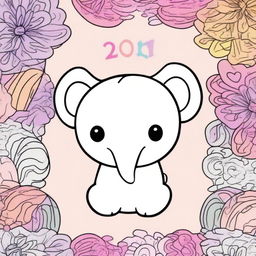 Create a colorful, cute cover for a coloring book titled '200 Cute & Simple Epic Coloring Collection