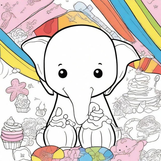 Create a colorful, cute cover for a coloring book titled '200 Cute & Simple Epic Coloring Collection