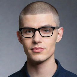 Create an image of a stylish buzz cut suitable for a person wearing modern sleek eyeglasses.