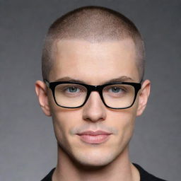 Create an image of a stylish buzz cut suitable for a person wearing modern sleek eyeglasses.