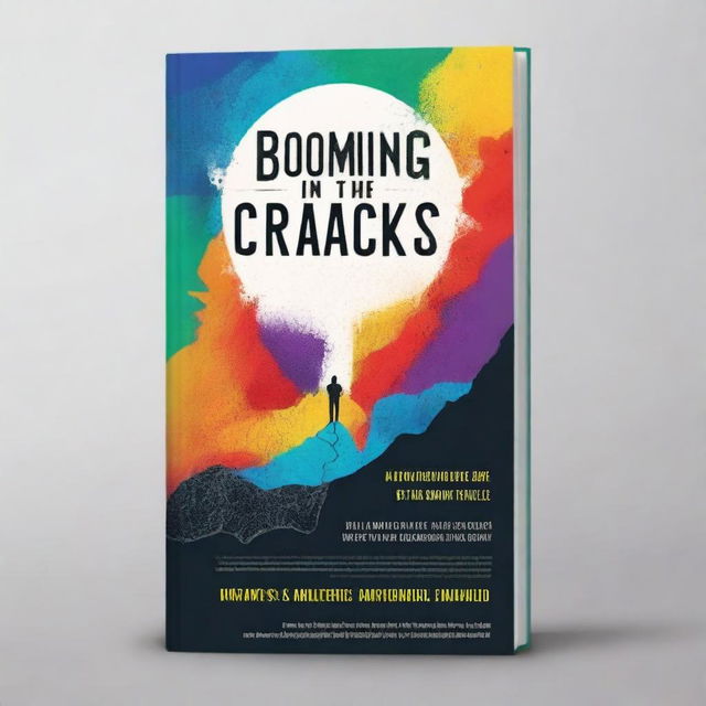 Design a book cover titled 'Booming in the cracks: Reframing challenges for unstoppable progress'