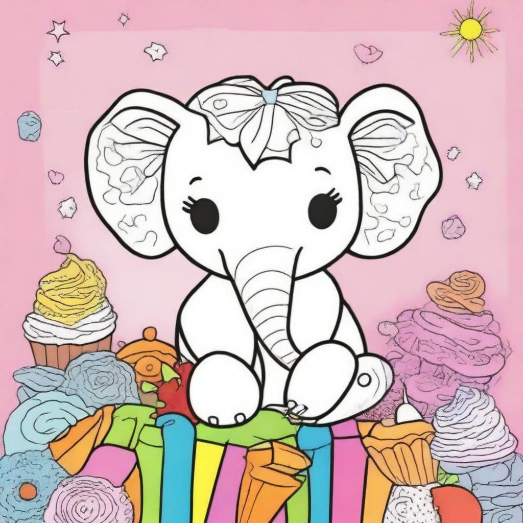 Create a colorful, cute cover for a coloring book titled '200 Cute & Simple Epic Coloring Collection