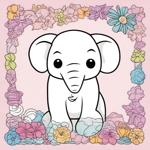 Create a colorful, cute cover for a coloring book titled '200 Cute & Simple Epic Coloring Collection