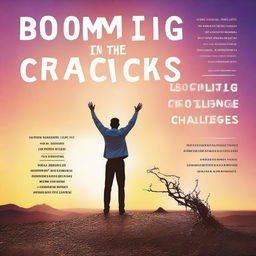 Design a book cover with the title 'Booming in the cracks: Reframing challenges for unstoppable progress'