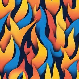 A detailed and vibrant illustration of a flame, showing the various colors and layers, including blue at the base and orange and yellow at the tips