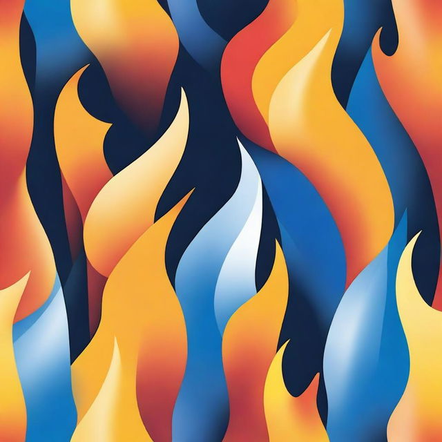 A detailed and vibrant illustration of a flame, showing the various colors and layers, including blue at the base and orange and yellow at the tips