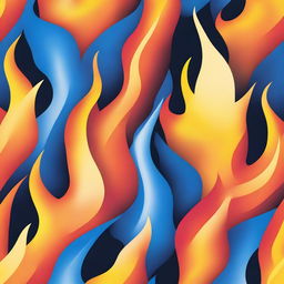 A detailed and vibrant illustration of a flame, showing the various colors and layers, including blue at the base and orange and yellow at the tips