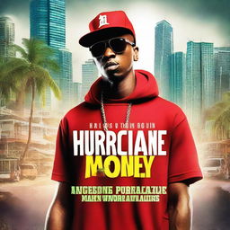 Create a book cover for 'Hurricane Money,' an urban hip-hop drama set in Miami, Florida