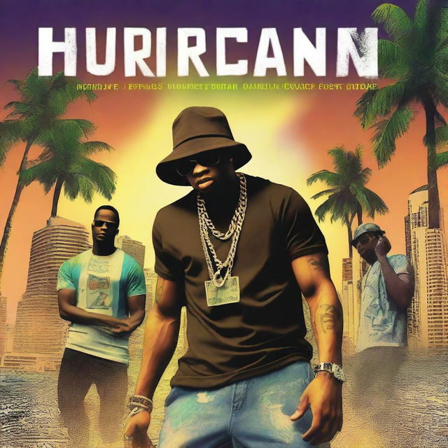 Create a book cover for 'Hurricane Money,' an urban hip-hop drama set in Miami, Florida