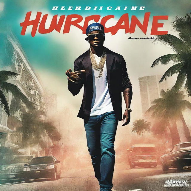 Create a book cover for 'Hurricane Money,' an urban hip-hop drama set in Miami, Florida