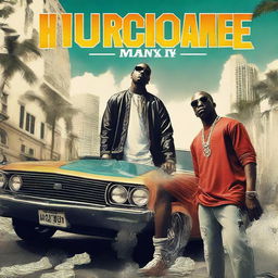 Create a book cover for 'Hurricane Money,' an urban hip-hop drama set in Miami, Florida