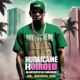 Create a book cover for 'Hurricane Money,' an urban hip-hop drama set in Miami, Florida