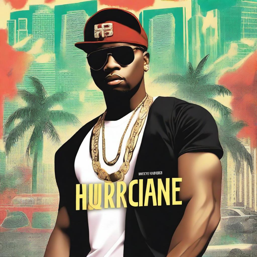 Create a book cover for 'Hurricane Money,' an urban hip-hop drama set in Miami, Florida