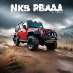 A powerful off-road 4x4 vehicle navigating through a wild and untamed landscape with the slogan 'No Road, No Rules, No Problem' prominently displayed