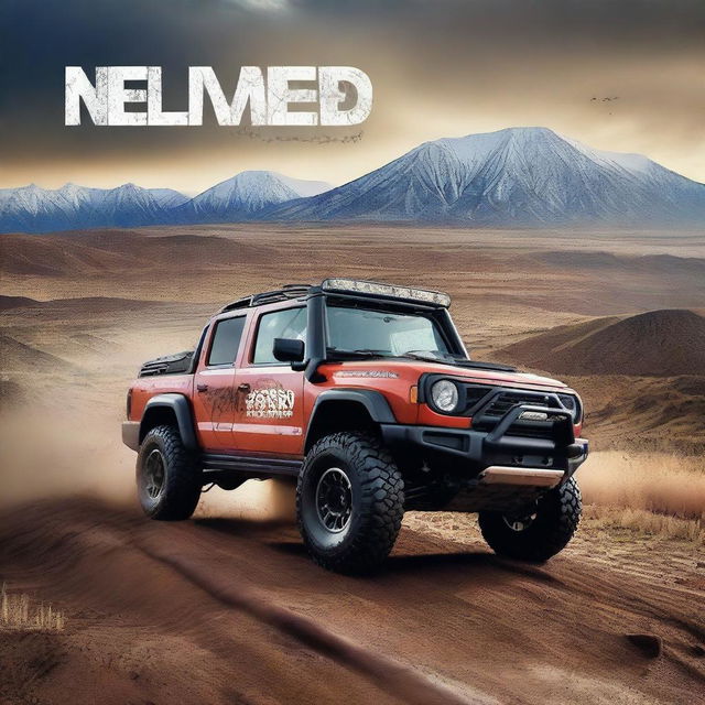 A powerful off-road 4x4 vehicle navigating through a wild and untamed landscape with the slogan 'No Road, No Rules, No Problem' prominently displayed