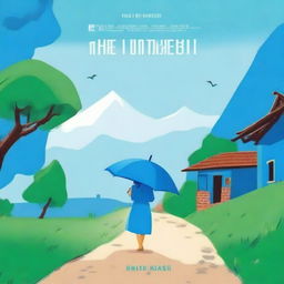 Create an e-book cover for 'The Blue Umbrella' by Ruskin Bond