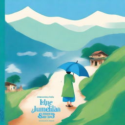 Create an e-book cover for 'The Blue Umbrella' by Ruskin Bond