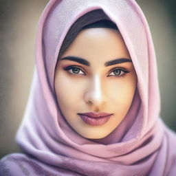 A beautiful and elegant photo of a woman wearing a hijab