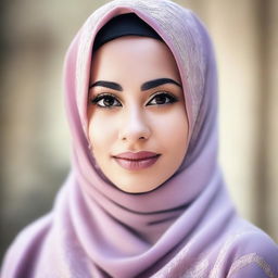 A beautiful and elegant photo of a woman wearing a hijab