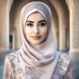 A beautiful and elegant photo of a woman wearing a hijab