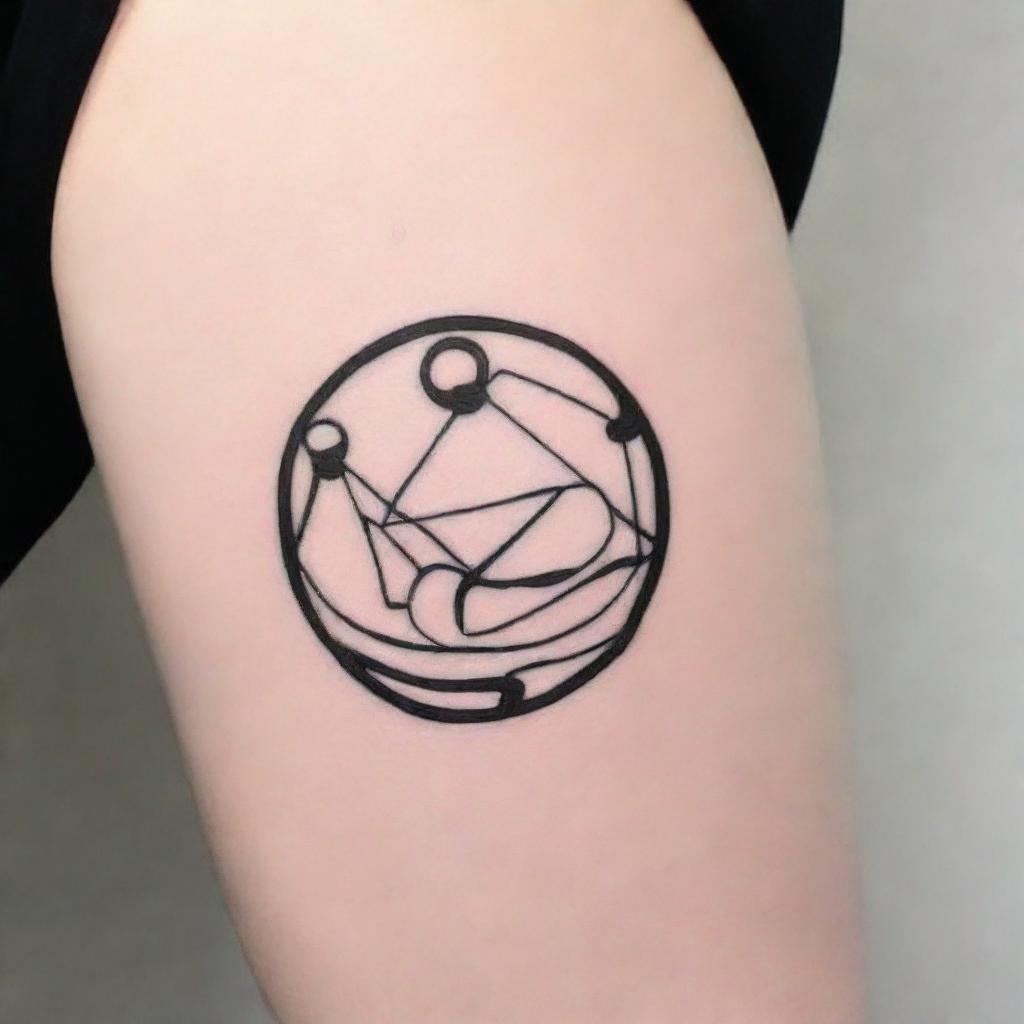 Design a minimalist tattoo of Sisyphus composed of geometric lines