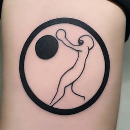 Design a minimalist tattoo of Sisyphus using five lines to outline his body