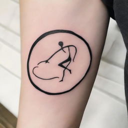 Create a minimalist tattoo design of Sisyphus using five lines to outline his body