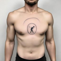 Create a minimalist tattoo design of Sisyphus using five lines to outline his body