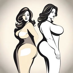 Create an image of a curvy woman with prominent attributes