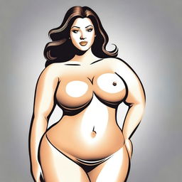 Create an image of a curvy woman with prominent attributes