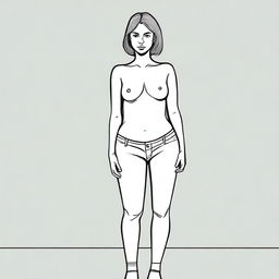 A woman with a noticeably flat hip is standing and looking unhappy